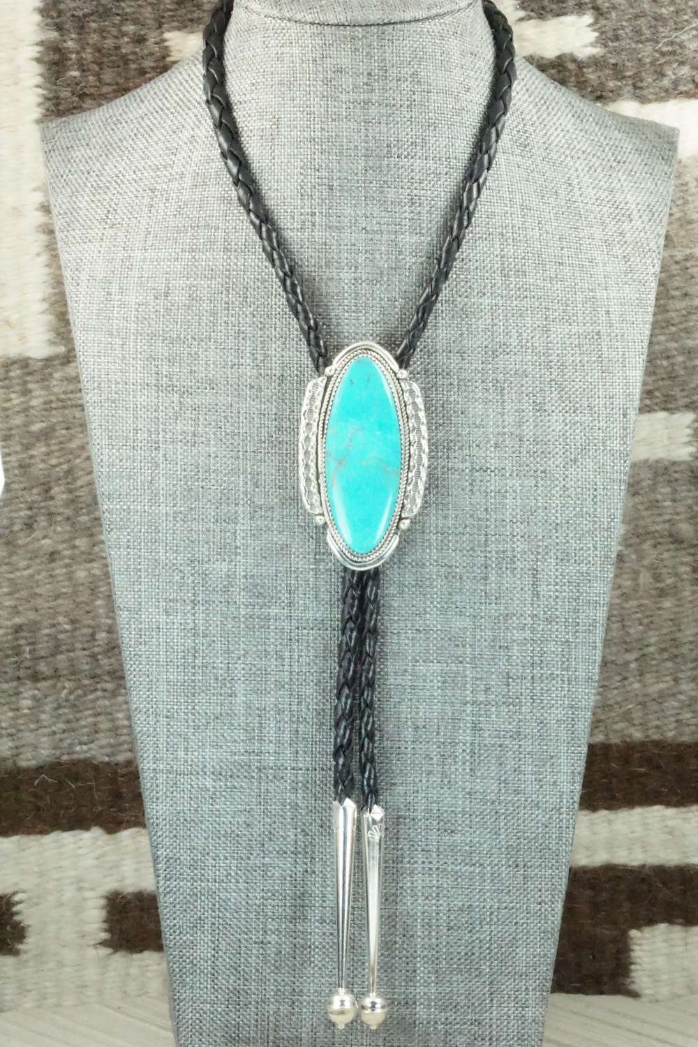 Turquoise & Sterling Silver Bolo Tie - Kenny Calavaza