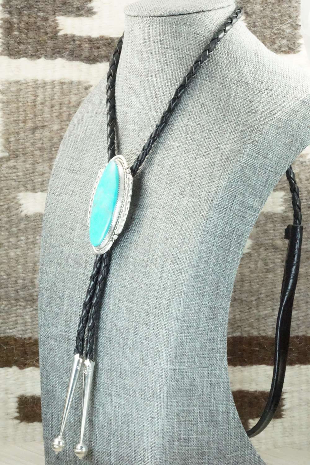 Turquoise & Sterling Silver Bolo Tie - Kenny Calavaza