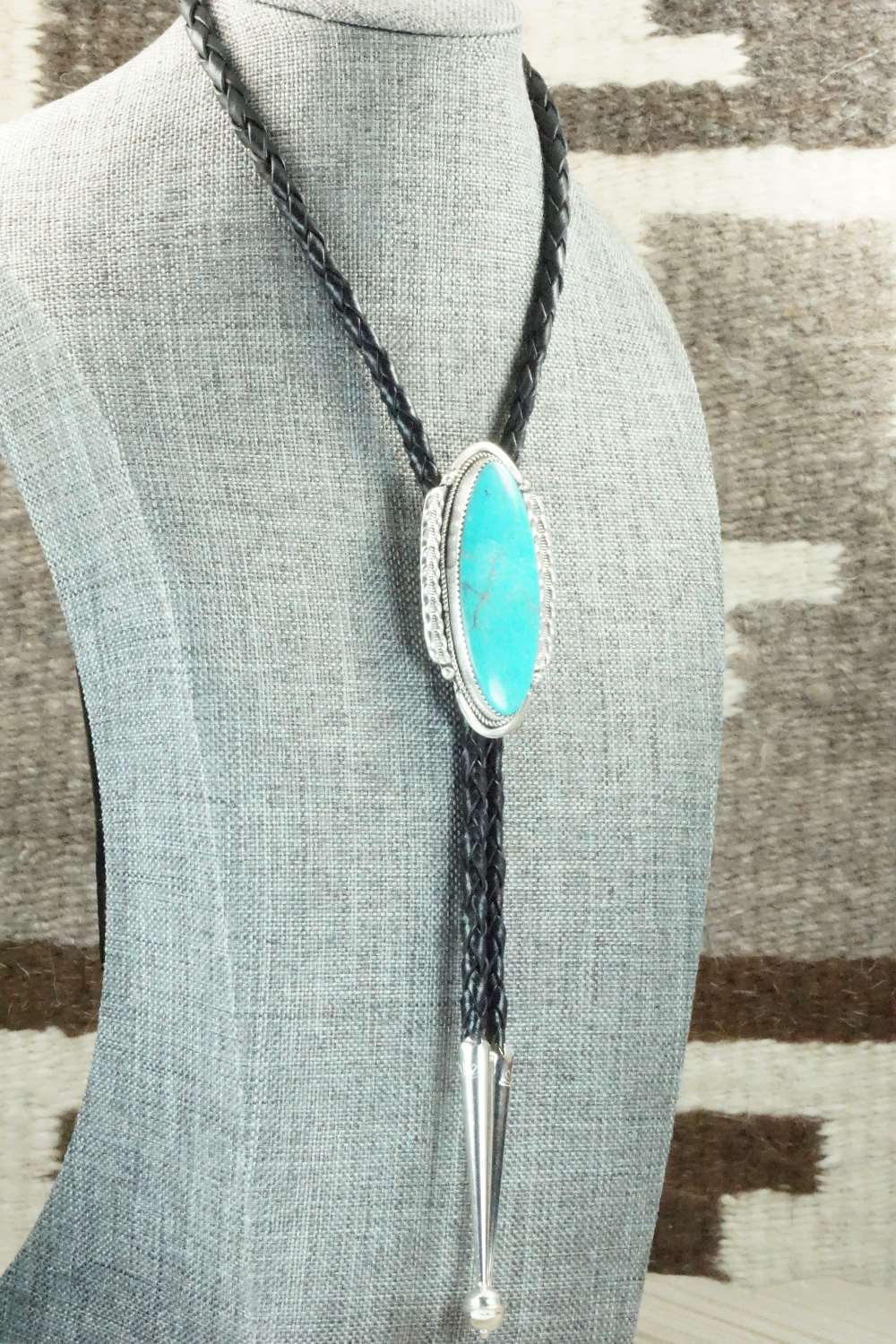 Turquoise & Sterling Silver Bolo Tie - Kenny Calavaza