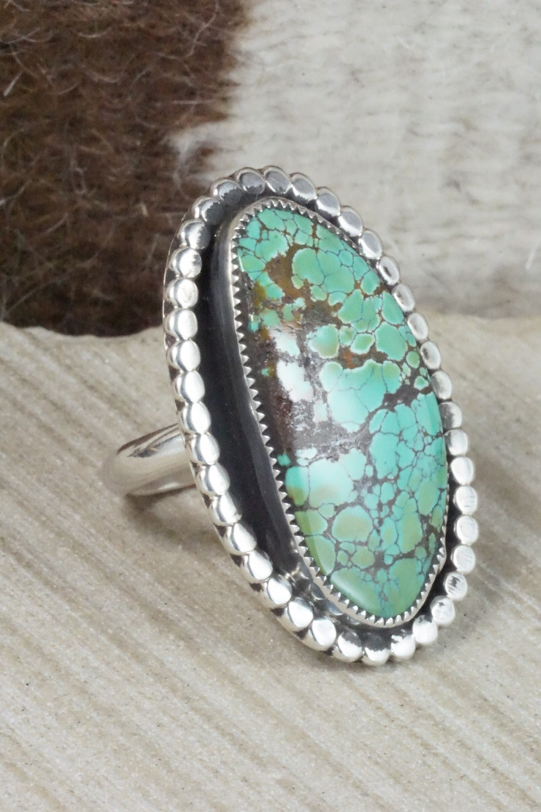 Turquoise & Sterling Silver Ring - Priscilla Reeder - Size 9.5