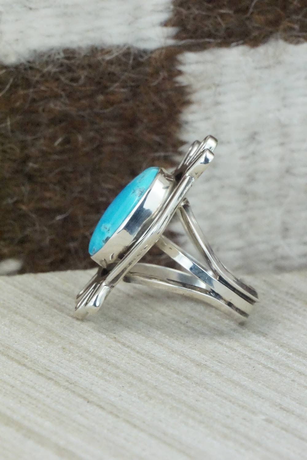 Turquoise & Sterling Silver Ring - Bobby Platero - Size 5.75