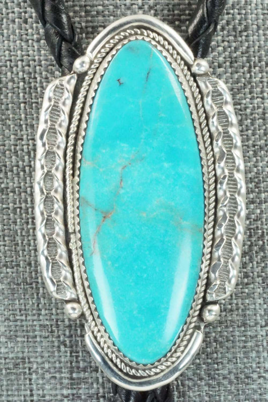 Turquoise & Sterling Silver Bolo Tie - Kenny Calavaza