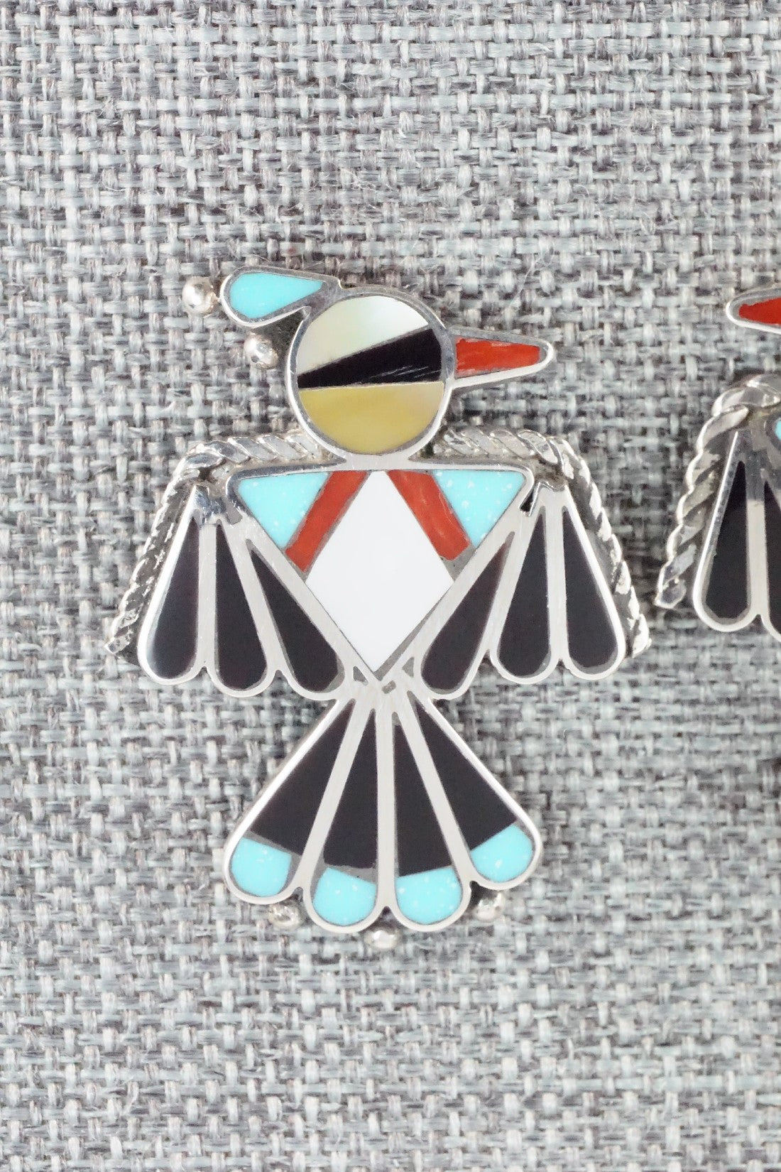 Multi Stone Inlay & Sterling Silver Earrings - Adrian Wallace
