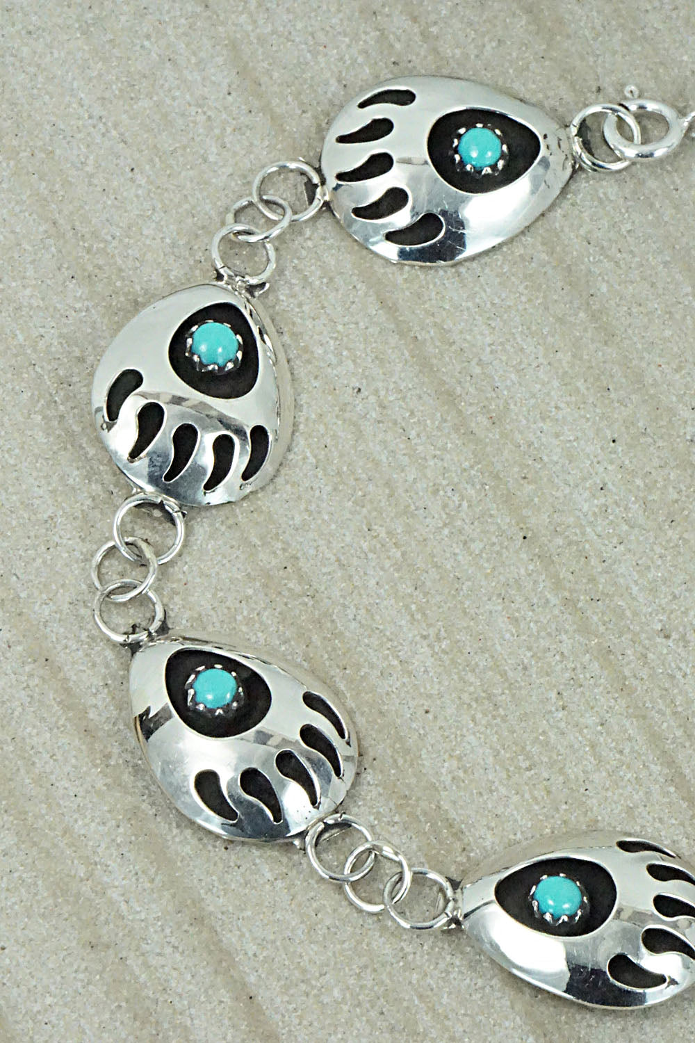 Turquoise and Sterling Silver Link Bracelet - Leta Parker