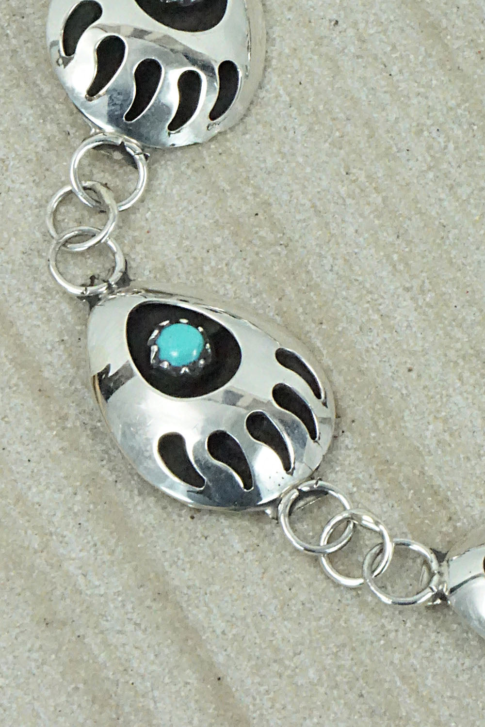 Turquoise and Sterling Silver Link Bracelet - Leta Parker