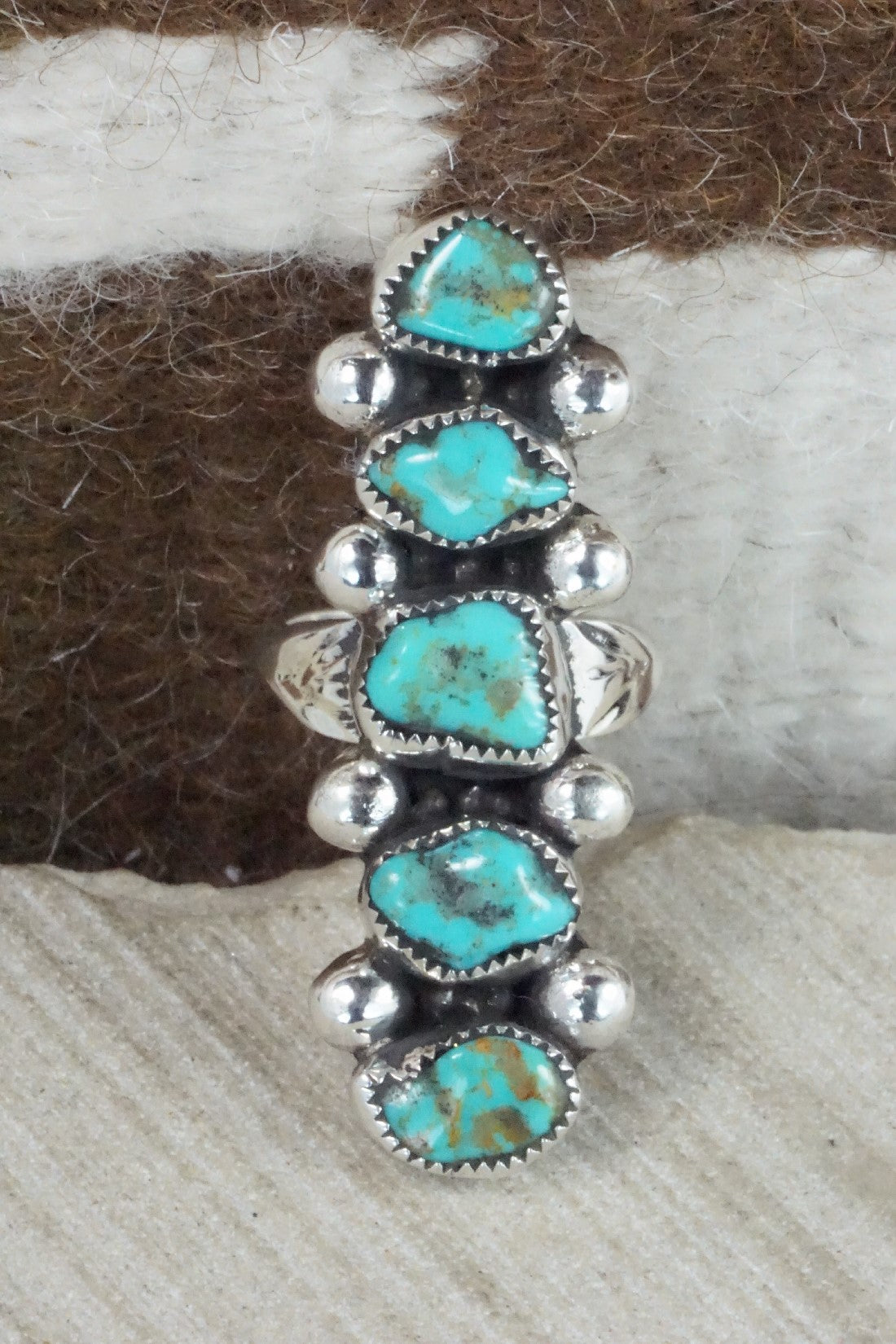 Turquoise & Sterling Silver Ring - Priscilla Reeder - Size 8