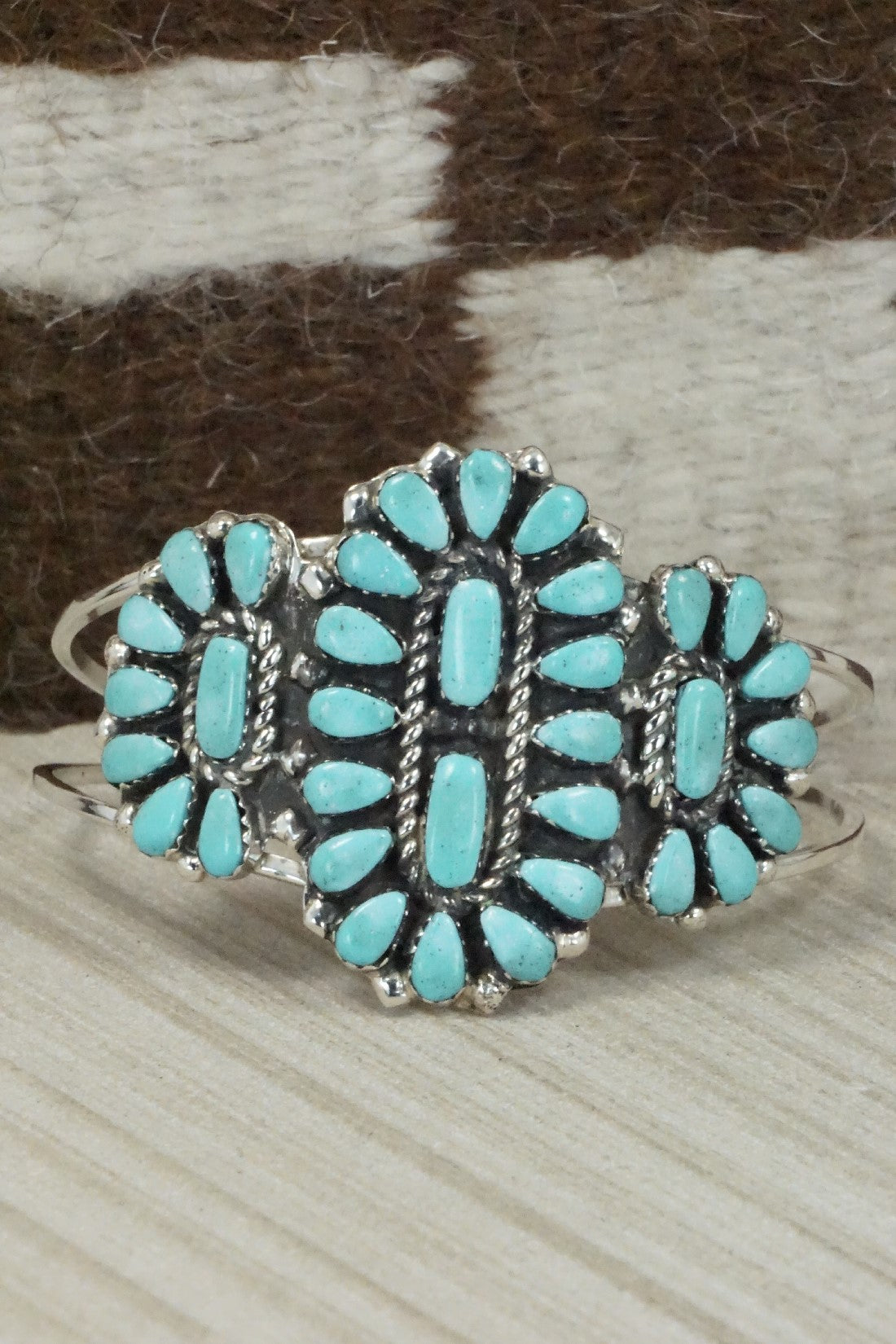 Turquoise & Sterling Silver Bracelet - Vangie Tsabatsaye