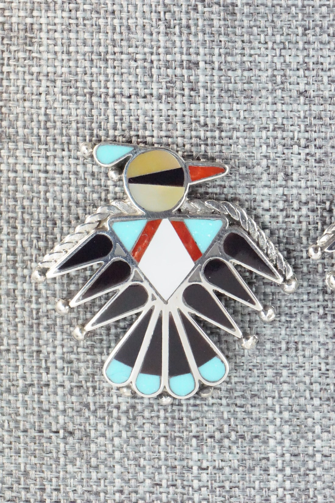 Multi Stone Inlay & Sterling Silver Earrings - Adrian Wallace