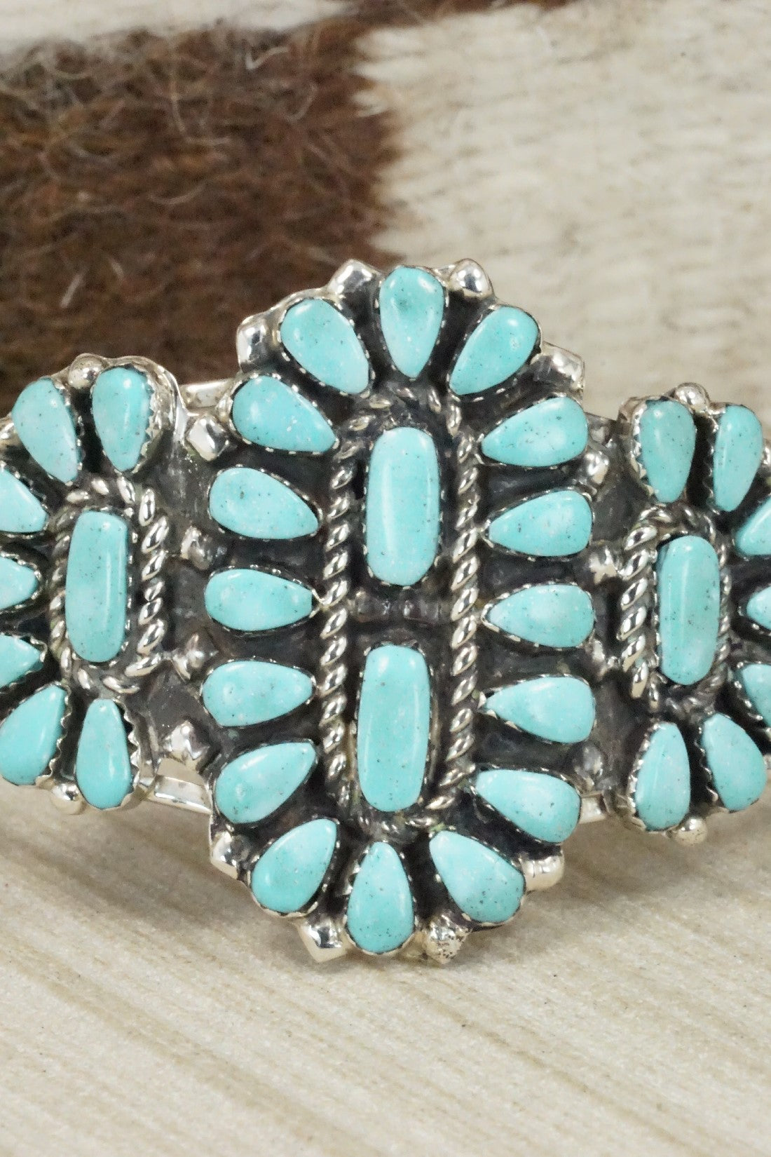 Turquoise & Sterling Silver Bracelet - Vangie Tsabatsaye