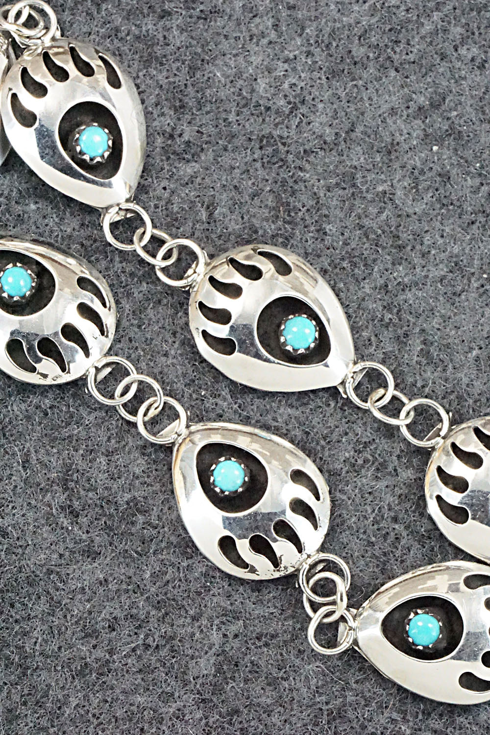 Turquoise and Sterling Silver Link Bracelet - Leta Parker