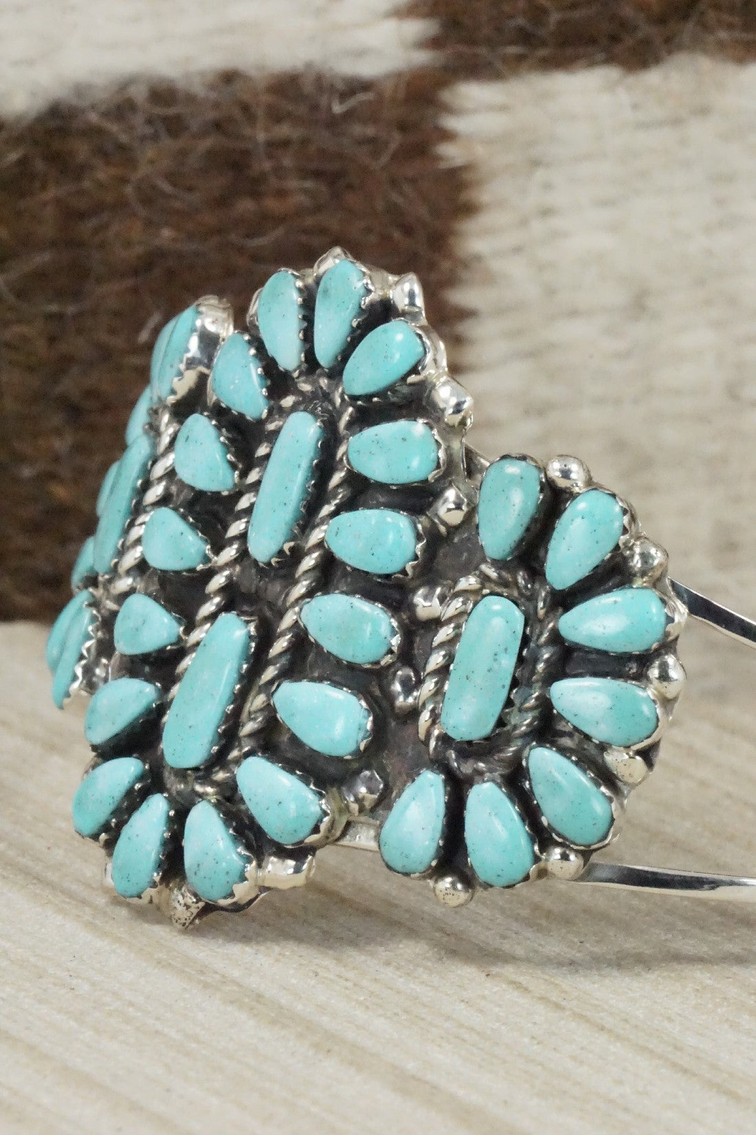 Turquoise & Sterling Silver Bracelet - Vangie Tsabatsaye
