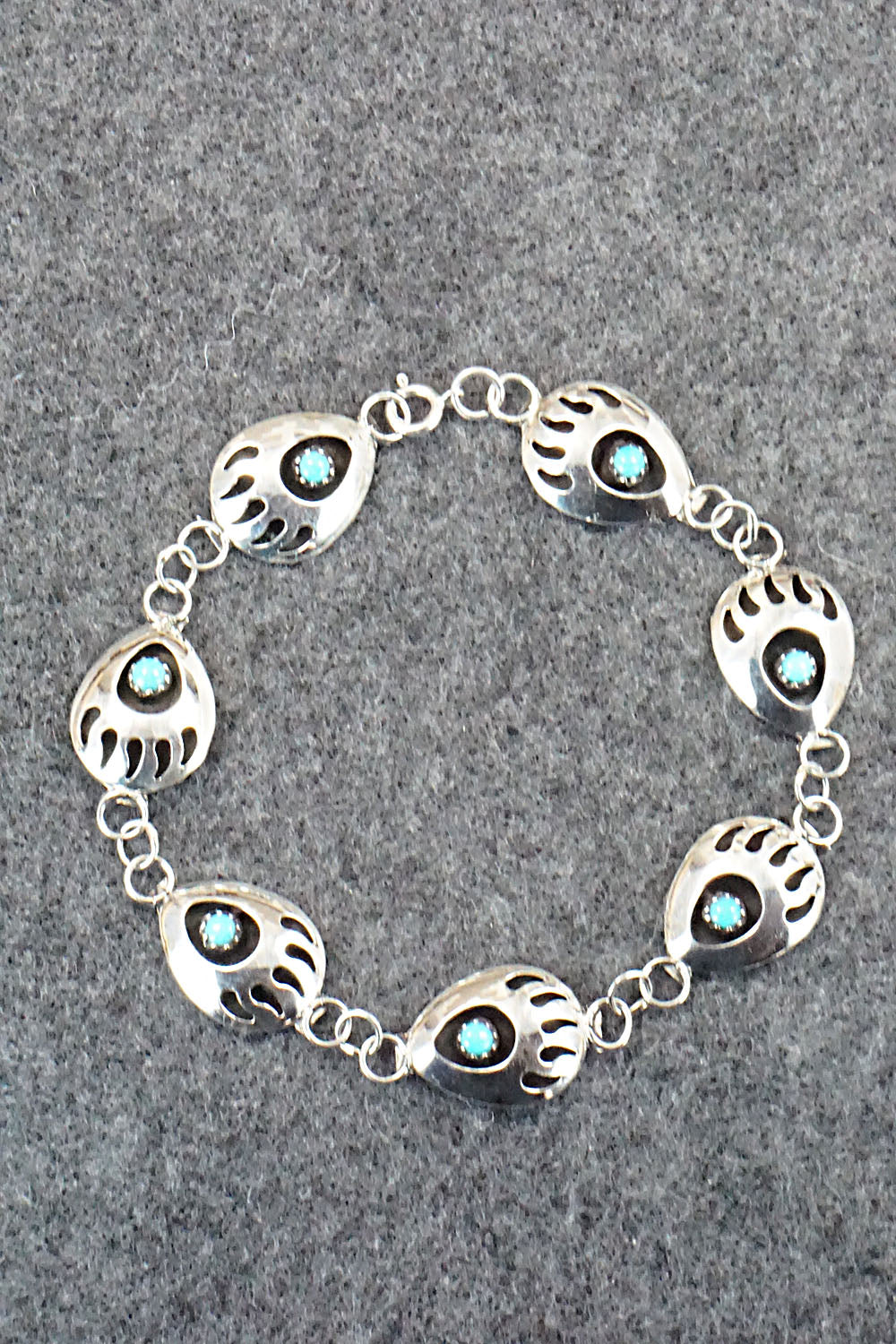 Turquoise and Sterling Silver Link Bracelet - Leta Parker