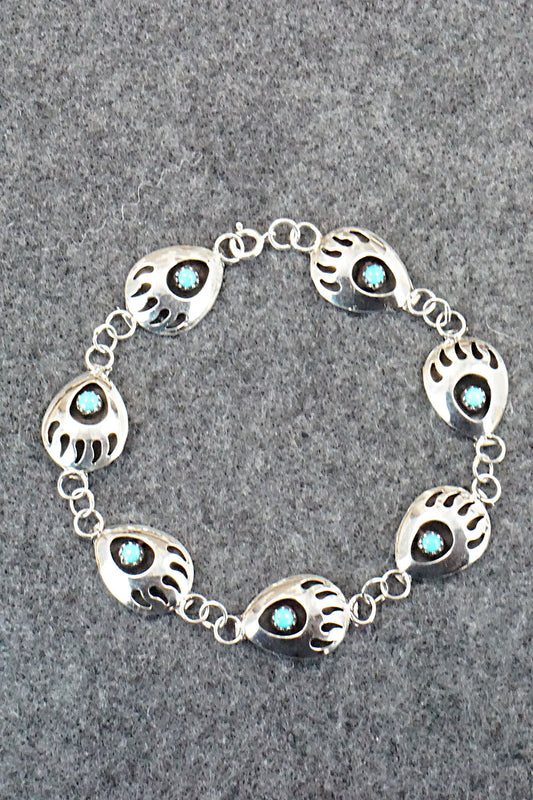 Turquoise and Sterling Silver Link Bracelet - Leta Parker