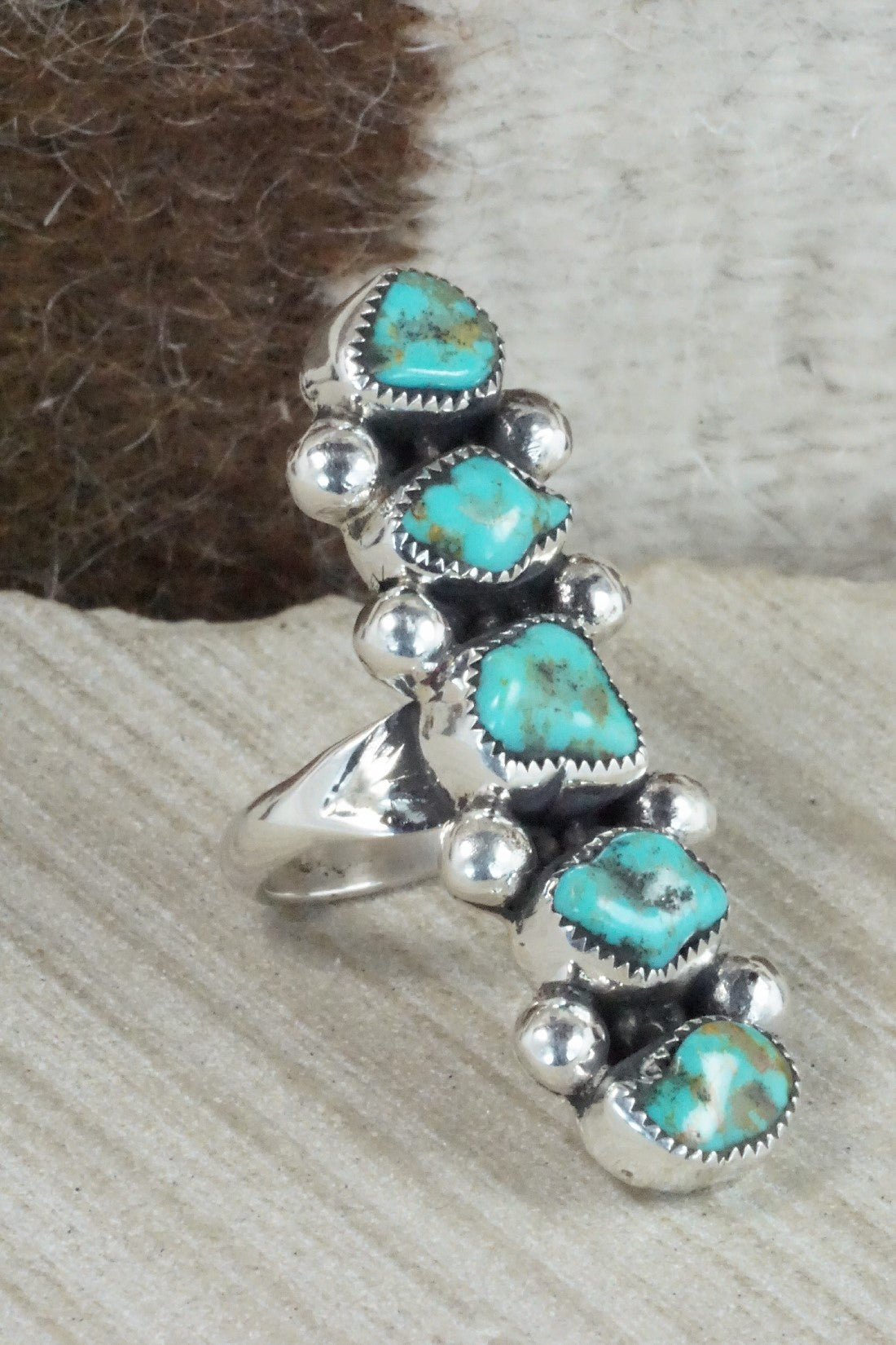 Turquoise & Sterling Silver Ring - Priscilla Reeder - Size 8