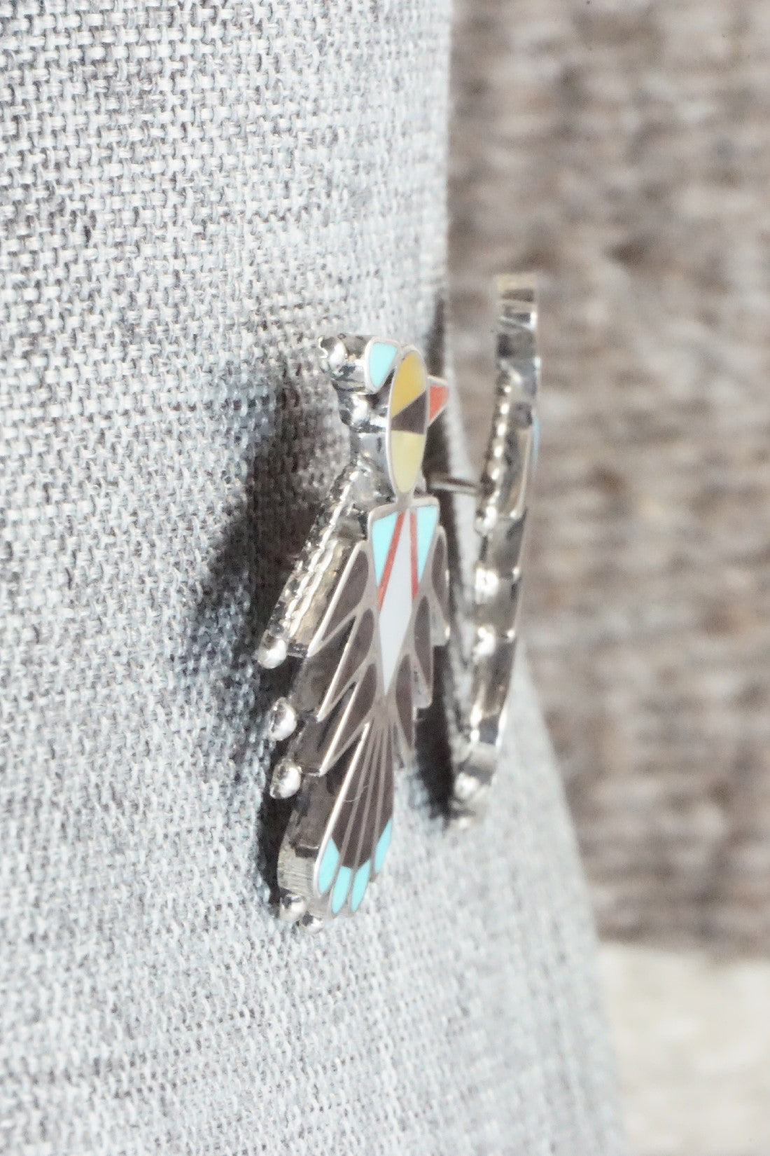 Multi Stone Inlay & Sterling Silver Earrings - Adrian Wallace