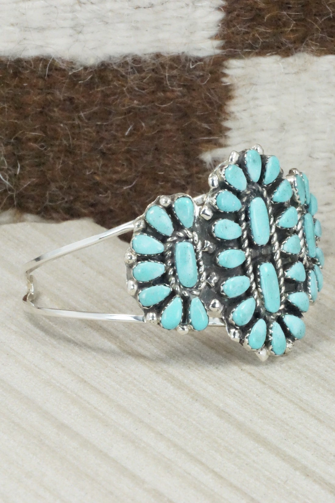 Turquoise & Sterling Silver Bracelet - Vangie Tsabatsaye