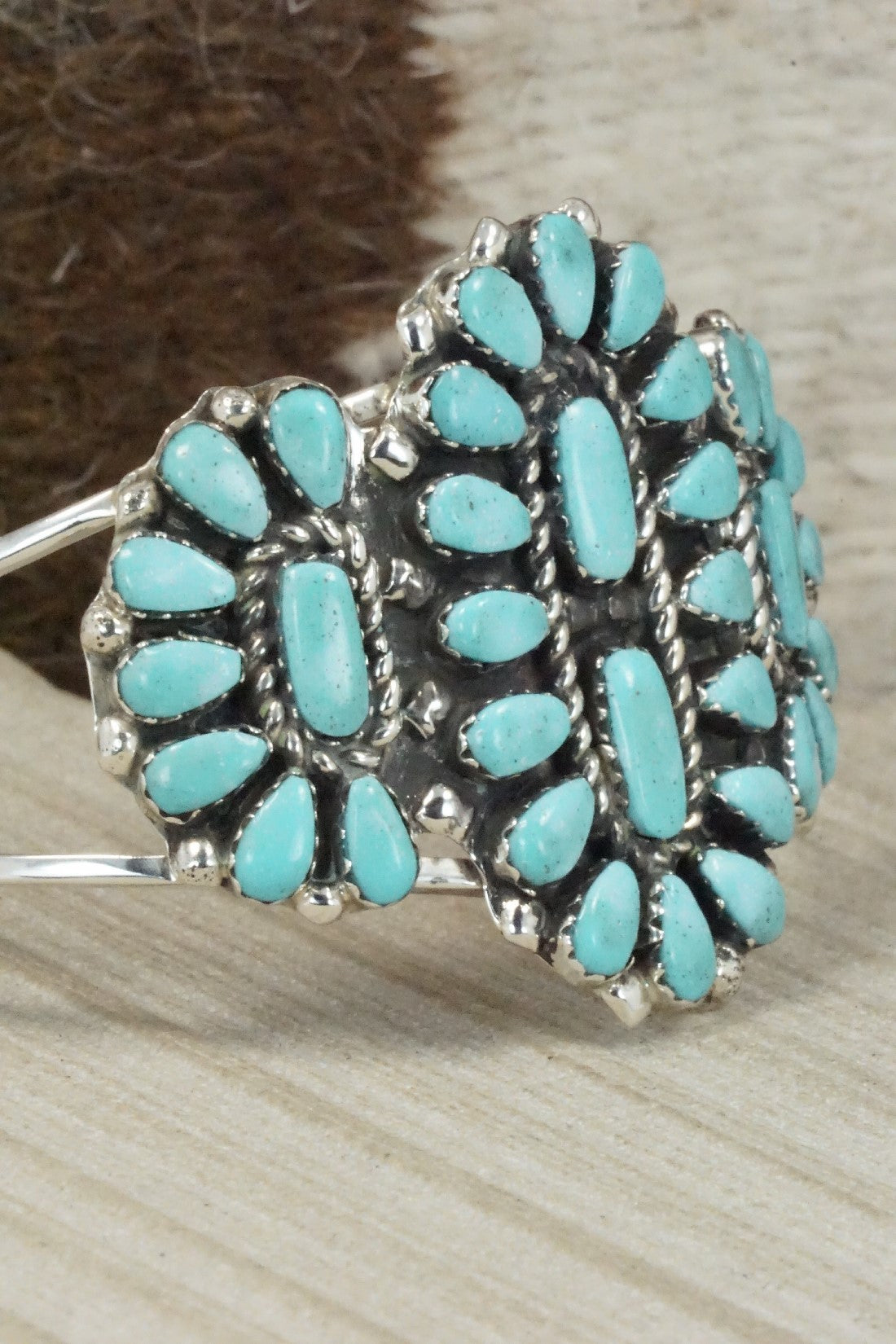 Turquoise & Sterling Silver Bracelet - Vangie Tsabatsaye
