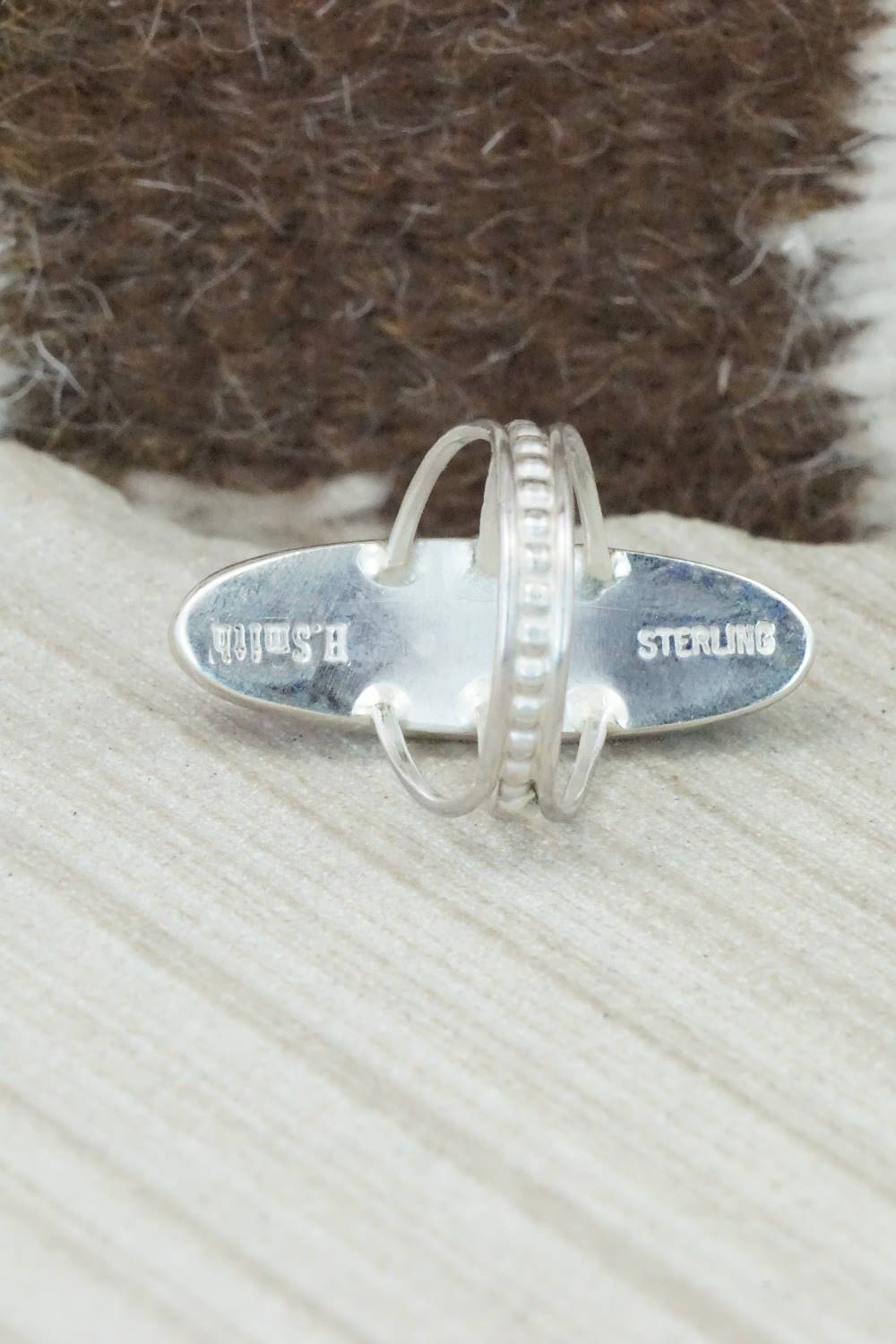 Spiny Oyster, Turquoise & Sterling Silver Ring - Harold Smith - Size 8.5