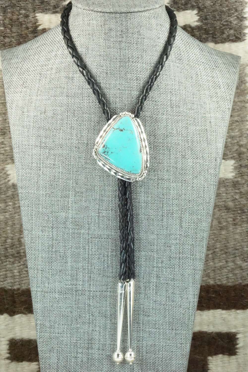 Turquoise & Sterling Silver Bolo Tie - Kenny Calavaza