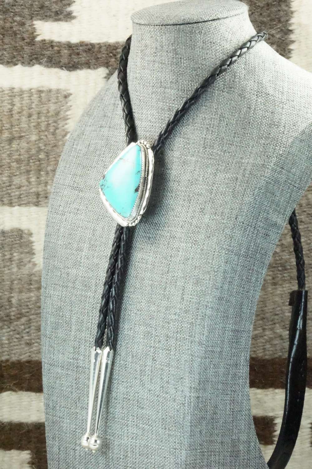 Turquoise & Sterling Silver Bolo Tie - Kenny Calavaza
