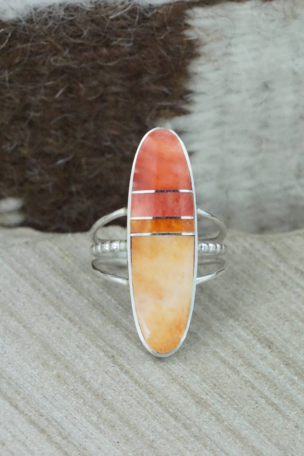 Spiny Oyster & Sterling Silver Ring - Harold Smith - Size 8.5