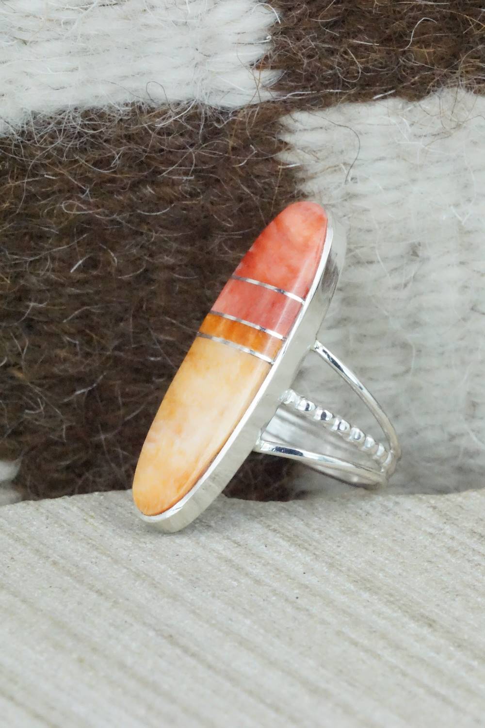 Spiny Oyster & Sterling Silver Ring - Harold Smith - Size 8.5