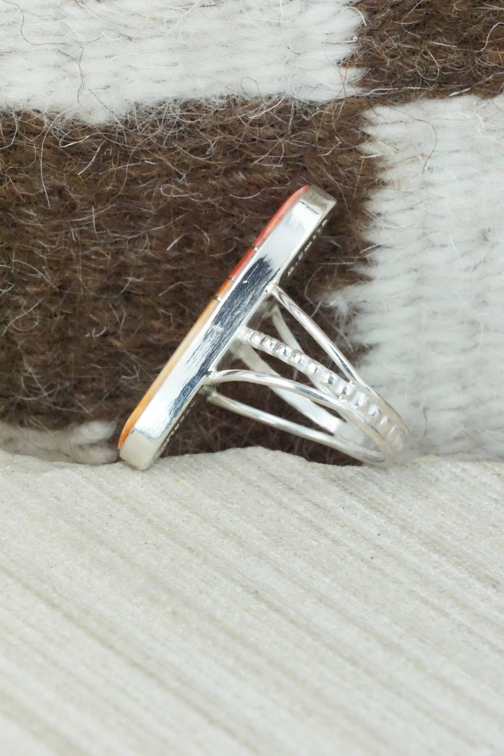 Spiny Oyster & Sterling Silver Ring - Harold Smith - Size 8.5