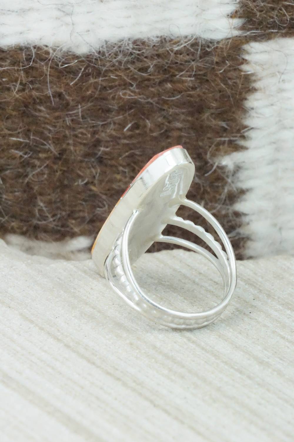 Spiny Oyster & Sterling Silver Ring - Harold Smith - Size 8.5
