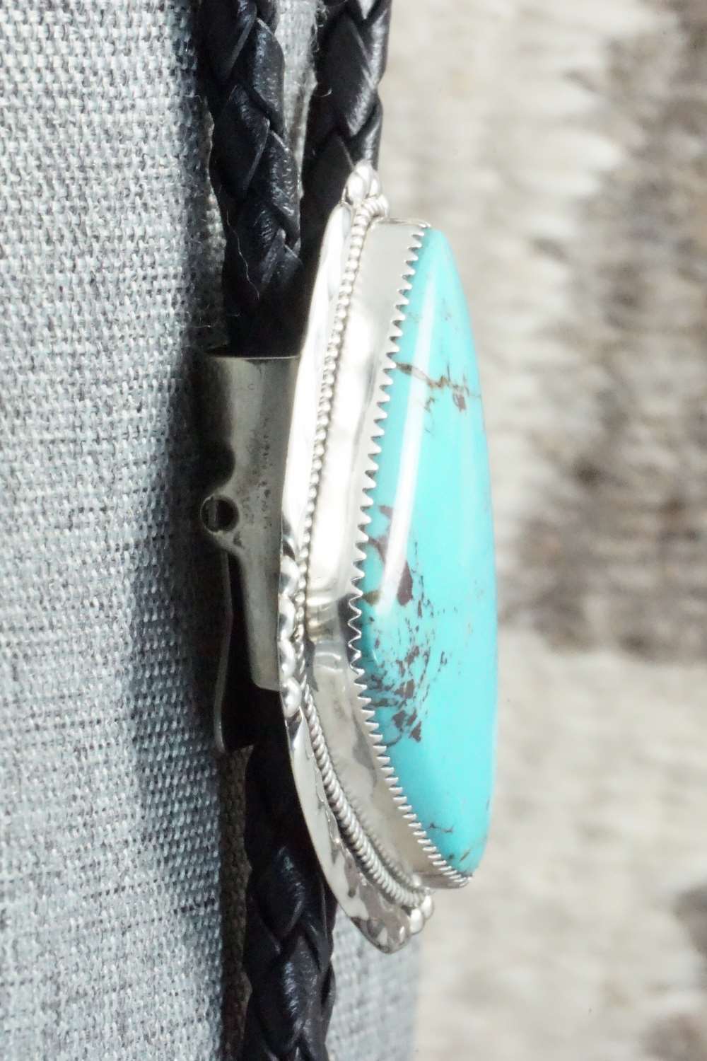 Turquoise & Sterling Silver Bolo Tie - Kenny Calavaza