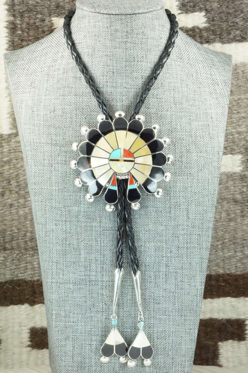 Mother of Pearl & Sterling Silver Inlay Bolo Tie - Pauline Lonjose