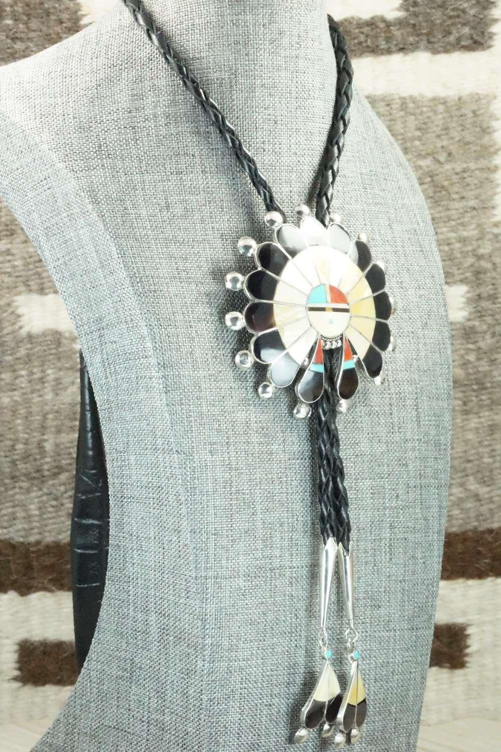 Mother of Pearl & Sterling Silver Inlay Bolo Tie - Pauline Lonjose