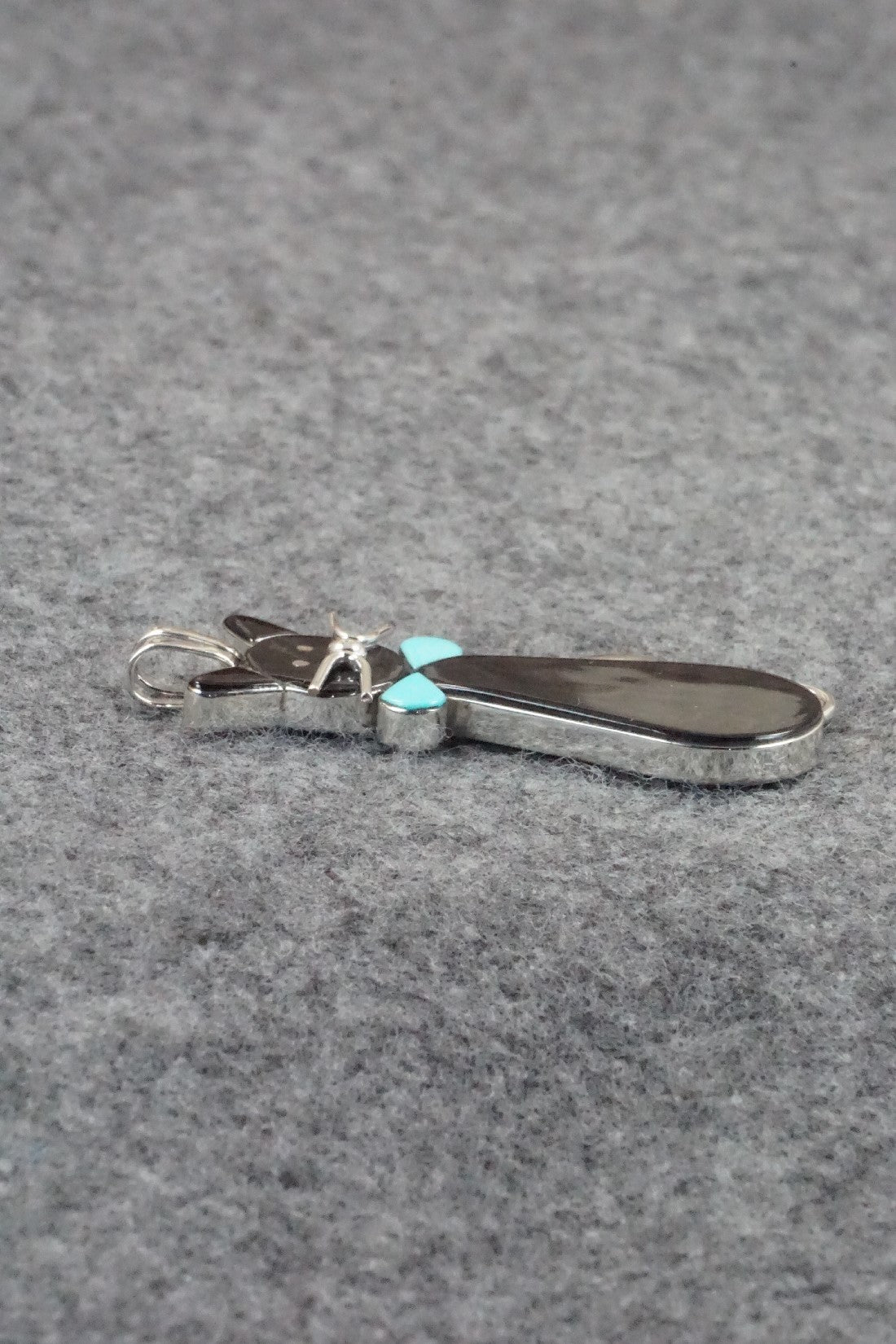Onyx, Turquoise & Sterling Silver Pendant - Leavus Ahiyite
