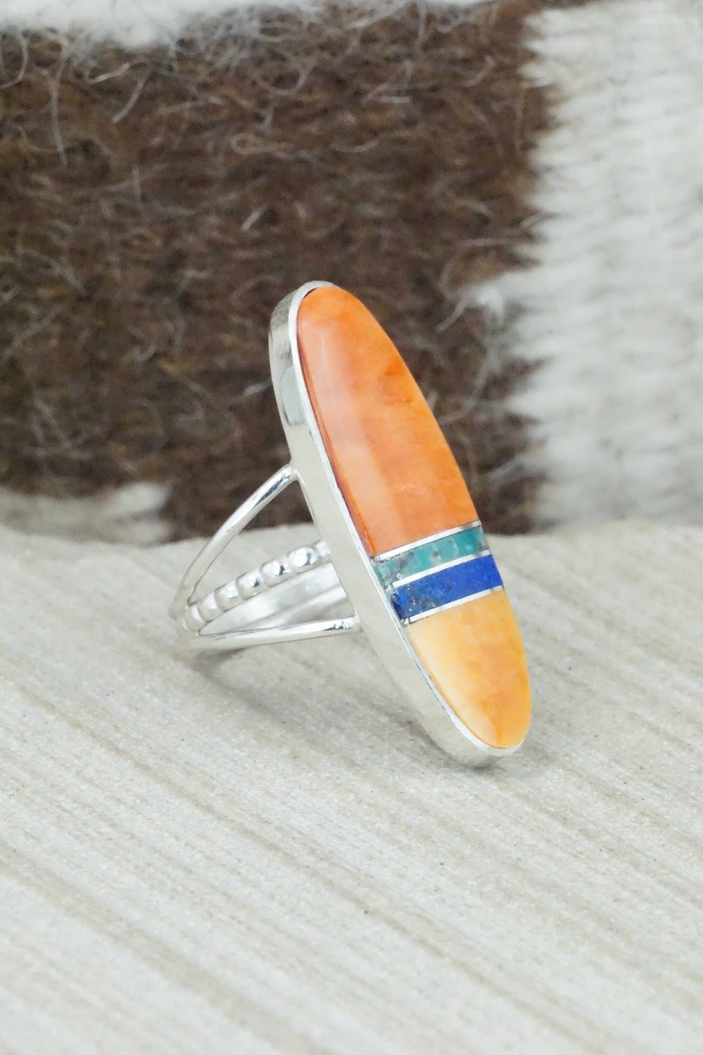 Spiny Oyster & Sterling Silver Ring - Harold Smith - Size 7.5