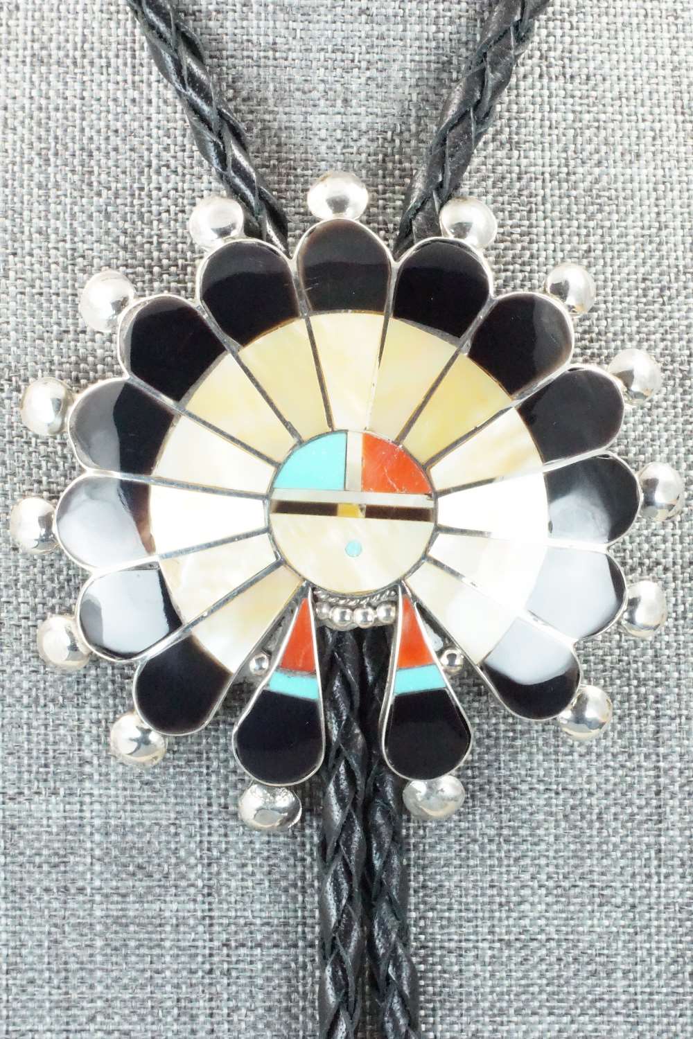 Mother of Pearl & Sterling Silver Inlay Bolo Tie - Pauline Lonjose