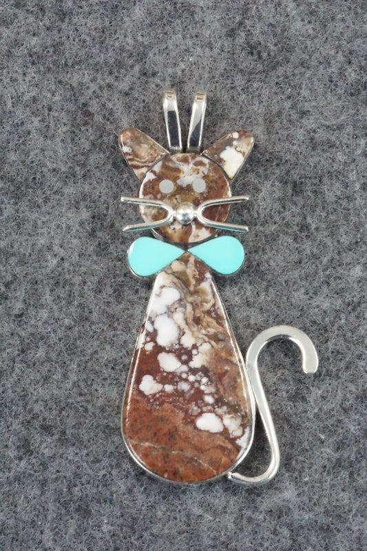 Wild Horse, Turquoise & Sterling Silver Pendant - Leavus Ahiyite