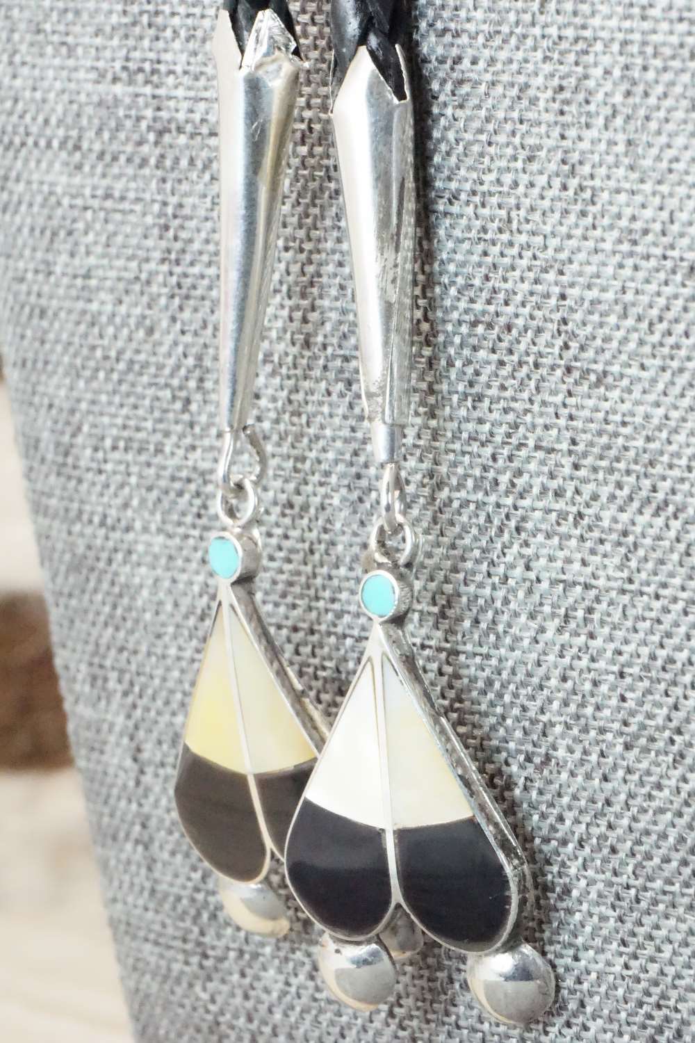 Mother of Pearl & Sterling Silver Inlay Bolo Tie - Pauline Lonjose