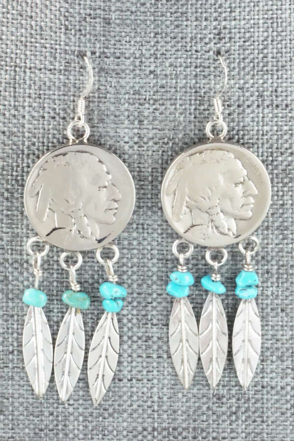 Turquoise and Sterling Silver Earrings - Navajo