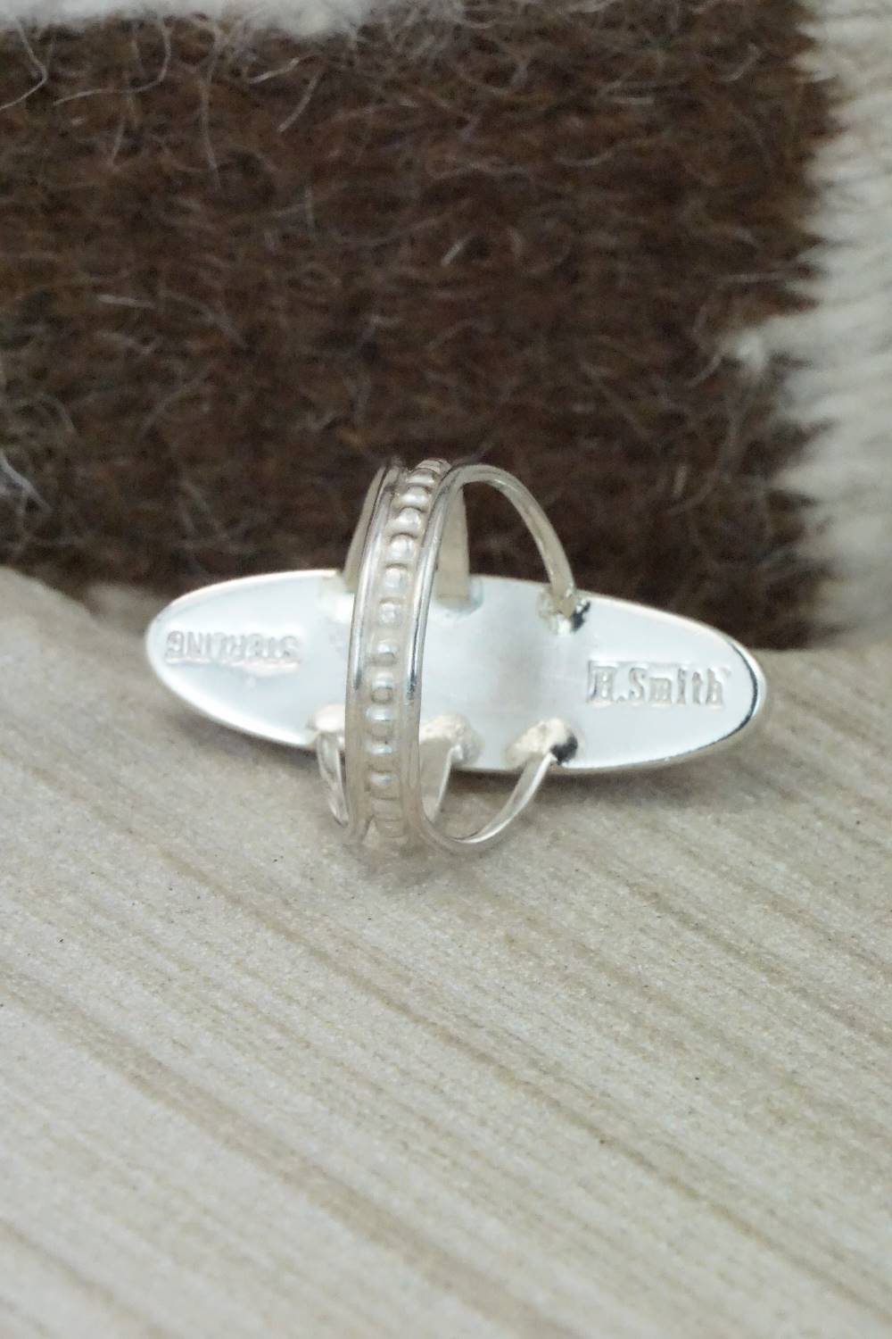 Spiny Oyster, Turquoise & Sterling Silver Ring - Harold Smith - Size 8.5