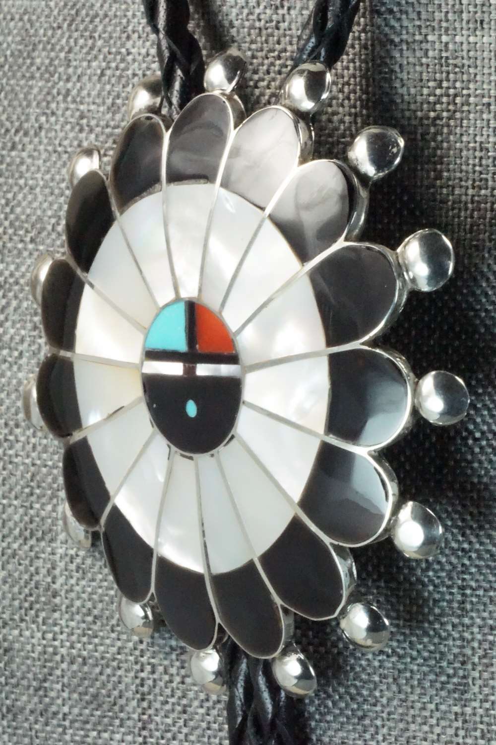 Mother of Pearl & Sterling Silver Inlay Bolo Tie - Pauline Lonjose