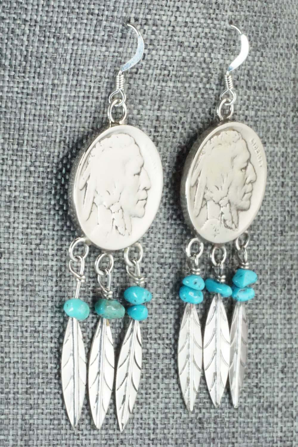 Turquoise and Sterling Silver Earrings - Navajo