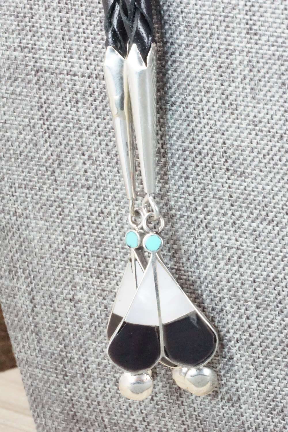 Mother of Pearl & Sterling Silver Inlay Bolo Tie - Pauline Lonjose