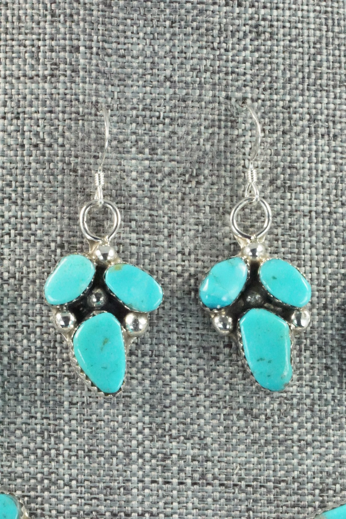 Turquoise & Sterling Silver Necklace and Earrings Set - Vangie Tsabatsaye