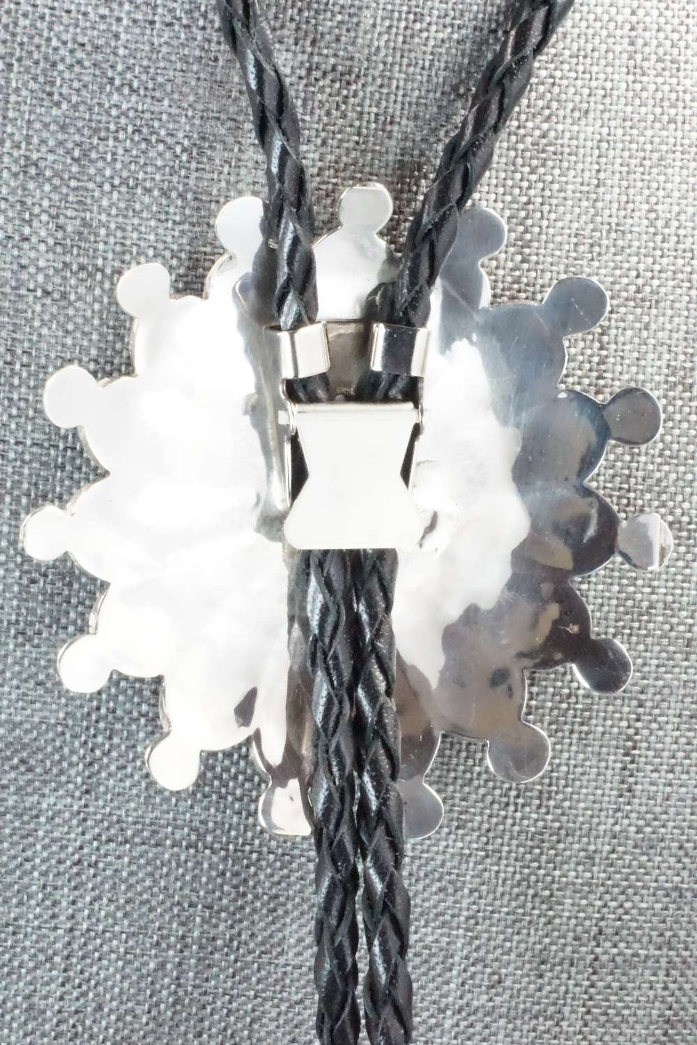 Mother of Pearl & Sterling Silver Inlay Bolo Tie - Pauline Lonjose