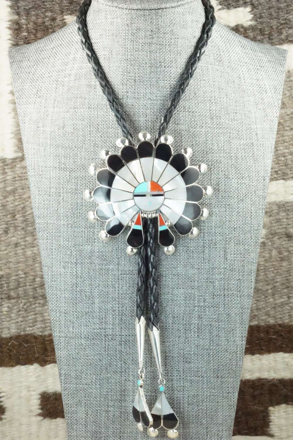 Mother of Pearl & Sterling Silver Inlay Bolo Tie - Pauline Lonjose