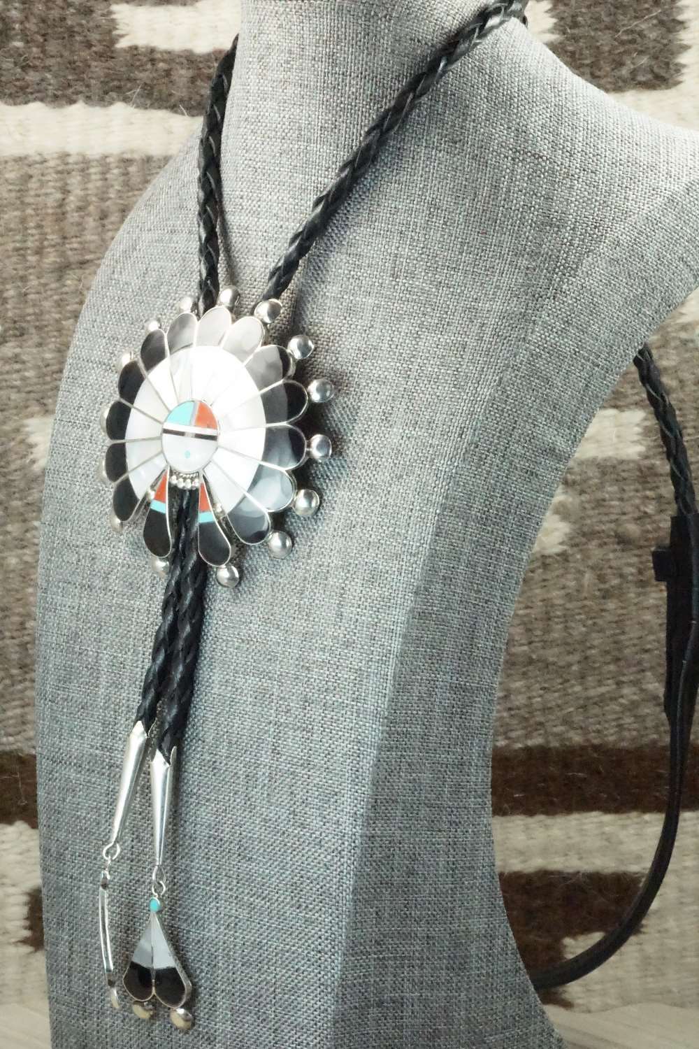 Mother of Pearl & Sterling Silver Inlay Bolo Tie - Pauline Lonjose
