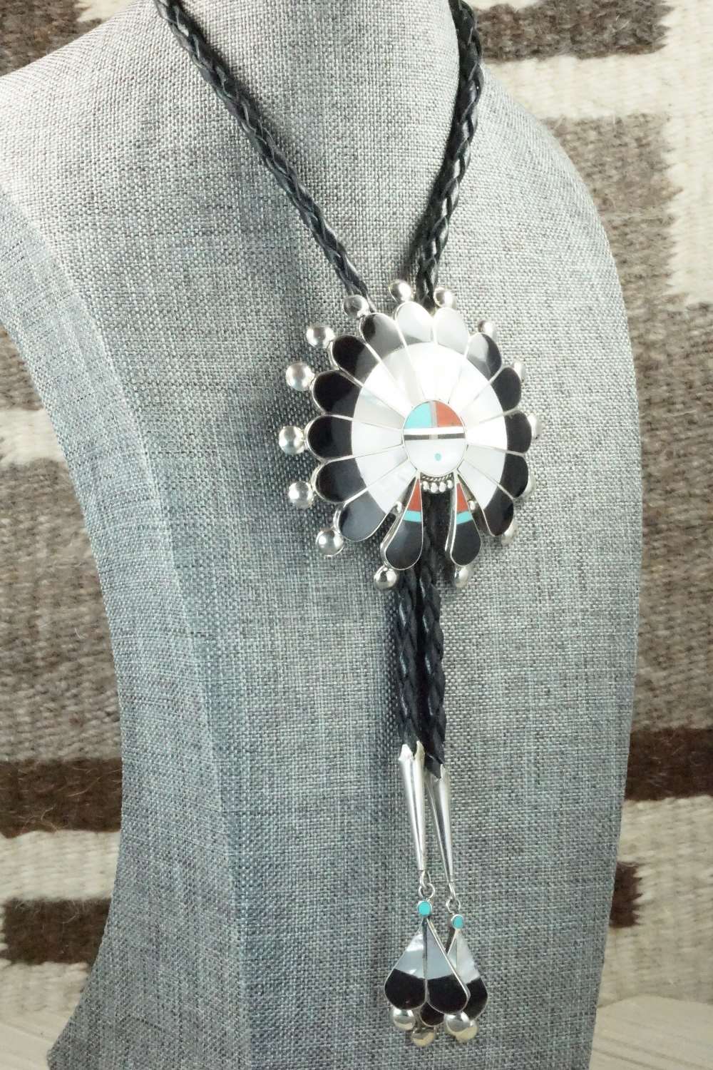 Mother of Pearl & Sterling Silver Inlay Bolo Tie - Pauline Lonjose