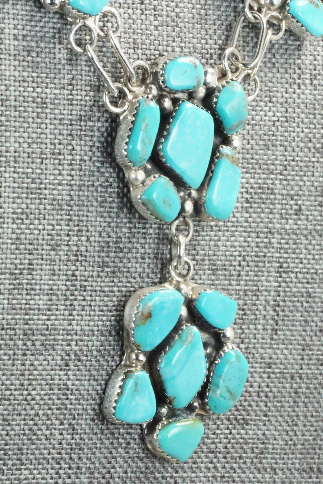 Turquoise & Sterling Silver Necklace and Earrings Set - Vangie Tsabatsaye
