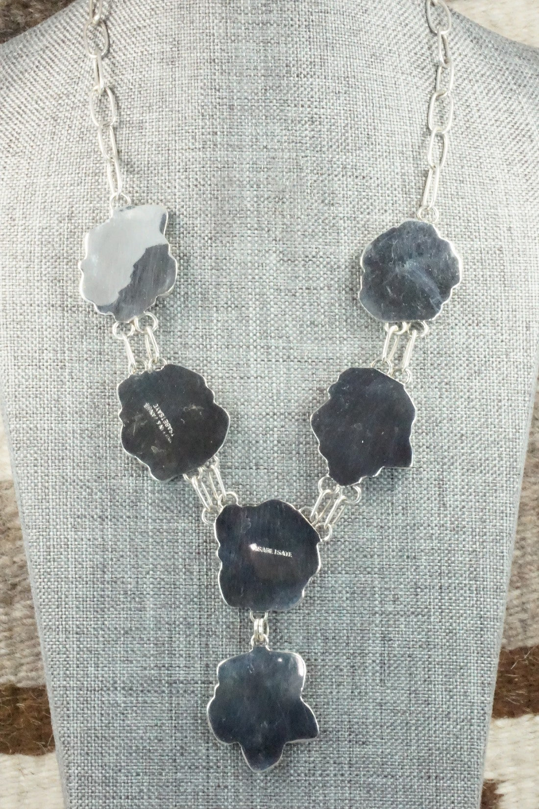 Turquoise & Sterling Silver Necklace and Earrings Set - Vangie Tsabatsaye