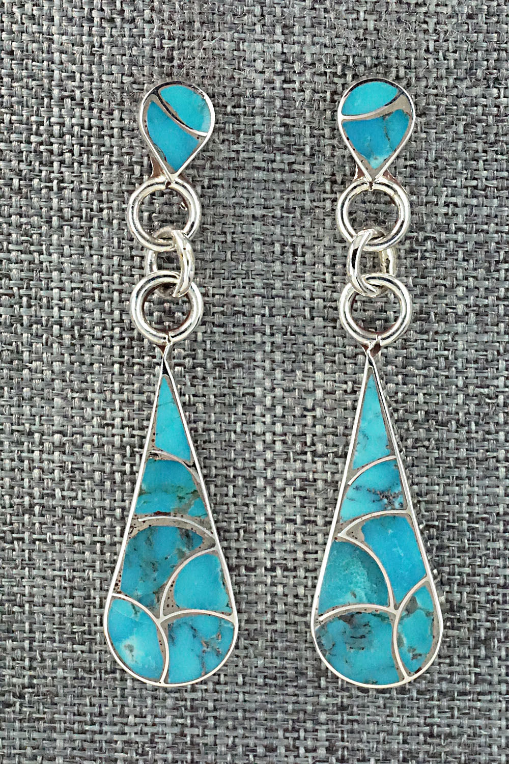 Turquoise & Sterling Silver Inlay Earrings - Lynette Johnson