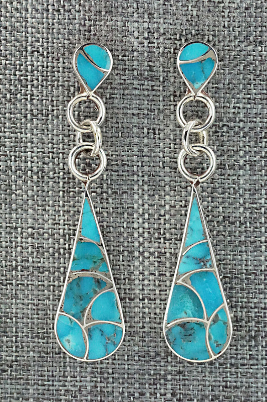 Turquoise & Sterling Silver Inlay Earrings - Lynette Johnson